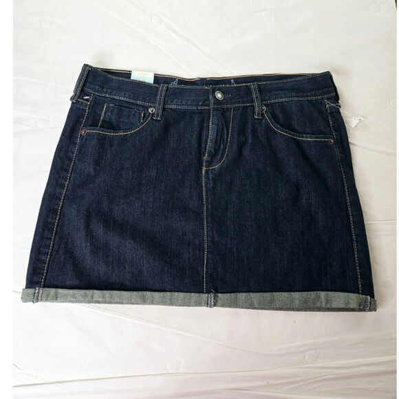 Old Navy NWT denim mini jeans skirt 8 dark wash blue - Picture 1 of 13